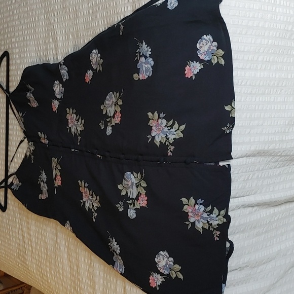 Abercrombie & Fitch Navy Blue Floral Sz M Button Front Dress - Picture 3 of 11